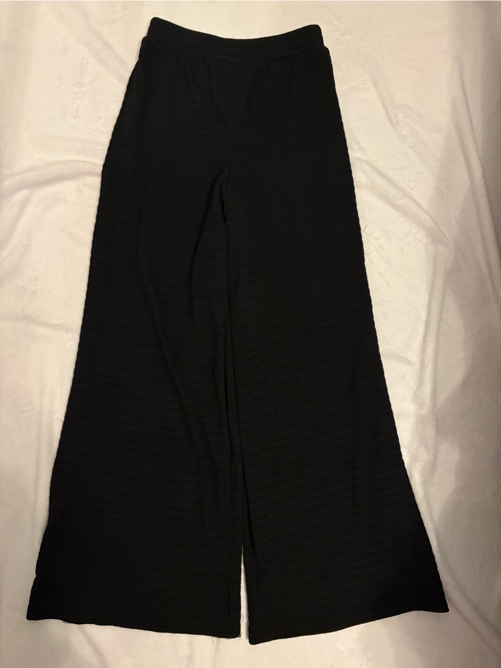 Lulu's Black Ribbed Wide-Leg Pants